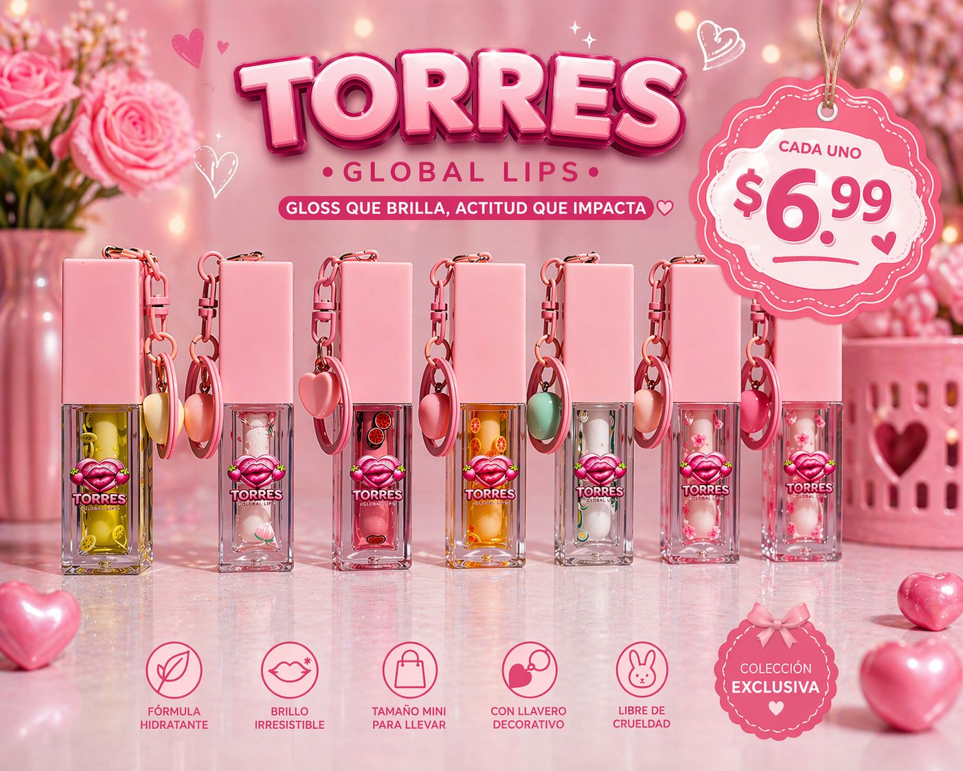 🔥TORRES GLOBAL LIPS – Lip Oil Hidratante y Brillo Natural🔥