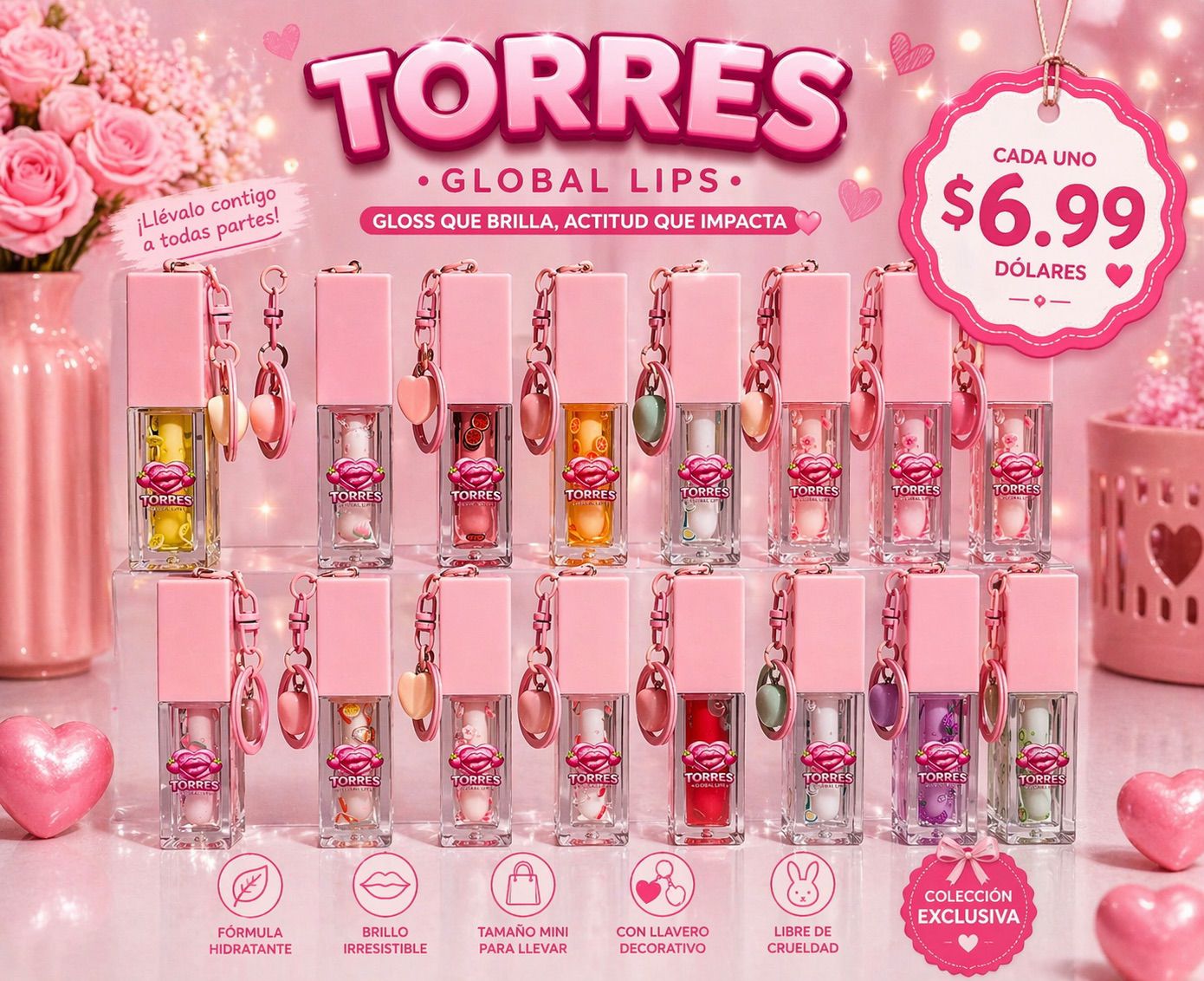 🔥TORRES GLOBAL LIPS – Lip Oil Hidratante y Brillo Natural🔥